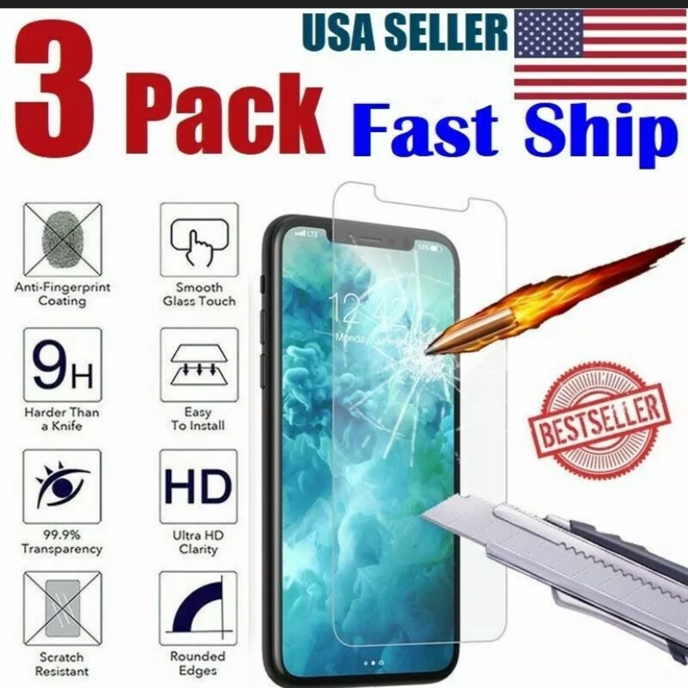 Pack of 3 iPhone XR Screen Protector - Picture 3 of 5